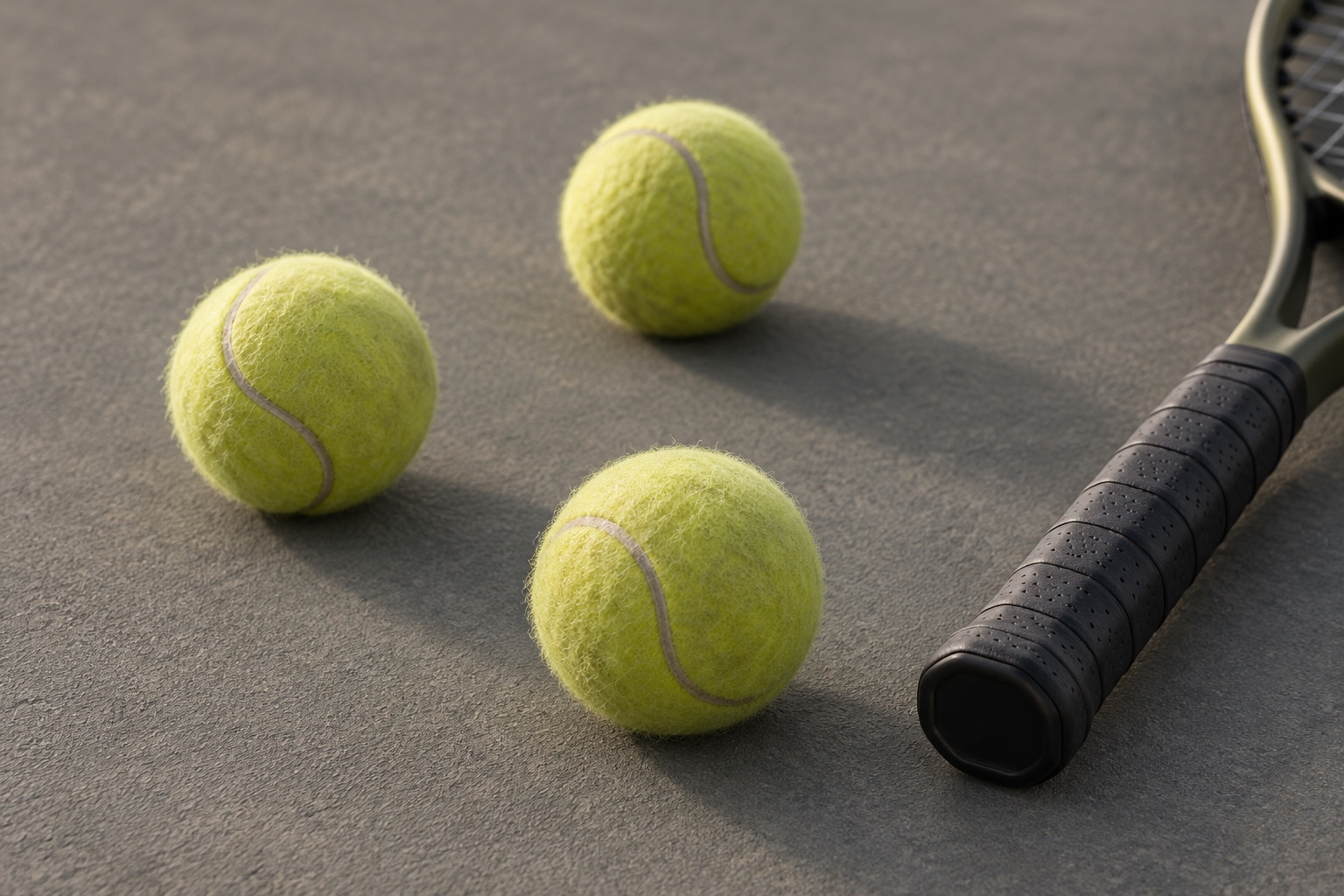 Konceptuel illustration af tennisbolde arrangeret ved siden af et ketchergreb.